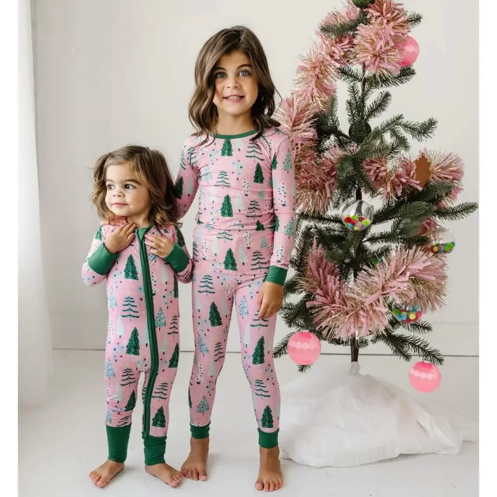 Little Sleepies Baby Girls Bamboo Zippy Sleeper Twinkling Trees Christmas 12-18m